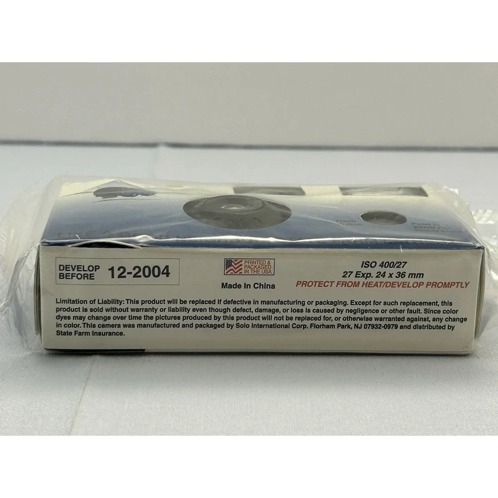 Vintage State Farm Insurance Disposable Camera 27 Exp Flash Sealed Exp 12/2004